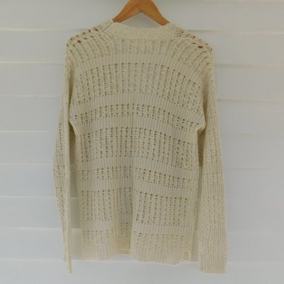 Bohemian Cream Tortoise Button Open Knit Cardigan - Picture 11 of 15